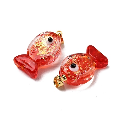Handmade Dichroic Foil Lampwork Pendants X2-DICH-G001-01G-03-1