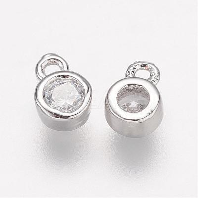 Brass Micro Pave Grade AAA Cubic Zirconia Charms ZIRC-K059-14P-NR-1