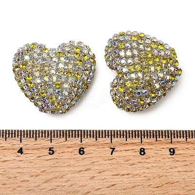 Sparkling Acrylic Heart Beads with Rhinestone Embellishment OACR-NH0001-02B-05-1