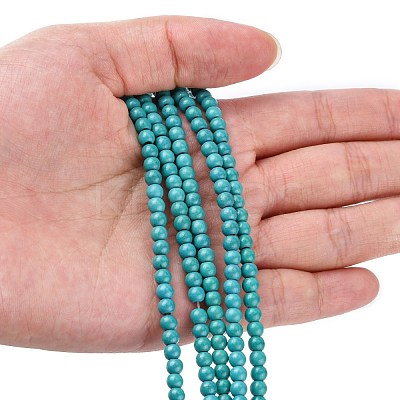 1 Strand Dyed Dark Cyan Round Synthetic Turquoise Beads Strands X-TURQ-G106-4mm-02E-1