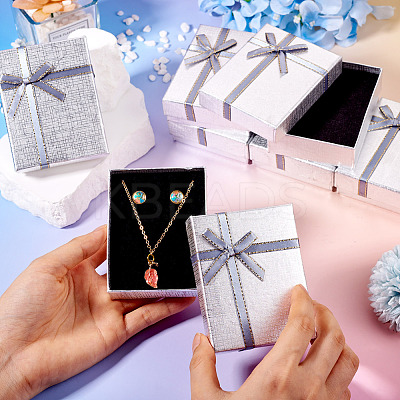Rectangle Paper Jewelry Set Storage Boxes with Bowknot X1-CON-TAC0014-04G-1
