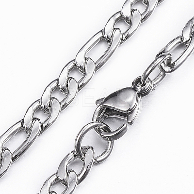 Non-Tarnish 304 Stainless Steel Figaro Chain Necklaces LS-NJEW-H445-18P-1