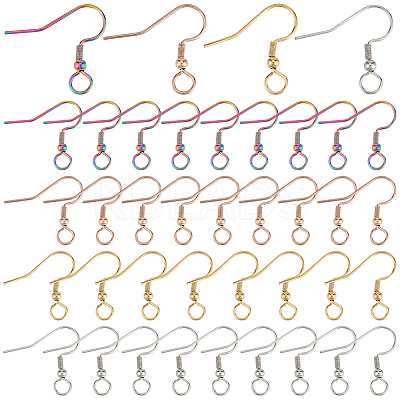 80Pcs 4 Colors 304 Stainless Steel Earring Hooks STAS-UN0054-22-1