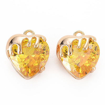 Brass Micro Pave Cubic Zirconia Charms KK-N232-302A-01-1