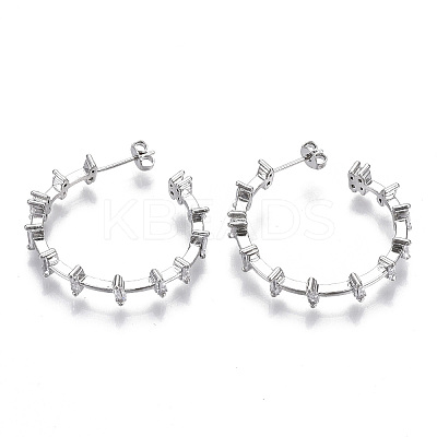 Brass Micro Pave Clear Cubic Zirconia Stud Earrings EJEW-N011-14P-NF-1