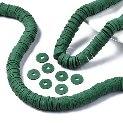 Flat Round Handmade Polymer Clay Beads CLAY-R067-12mm-46-1