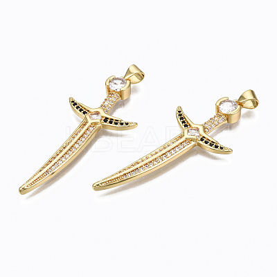 Brass Micro Pave Clear Cubic clear Zirconia Pendants ZIRC-N039-155-NF-1