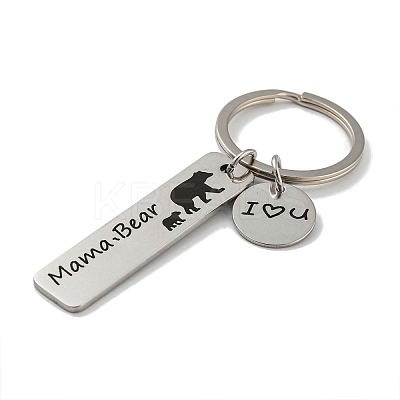 Mother's Day Gift 201 Stainless Steel Word Mama Bear Keychains LS-KEYC-E040-01P-04-1