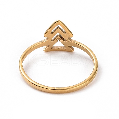 Ion Plating(IP) 201 Stainless Steel Arrow Mark Finger Ring for Women RJEW-J051-05G-1