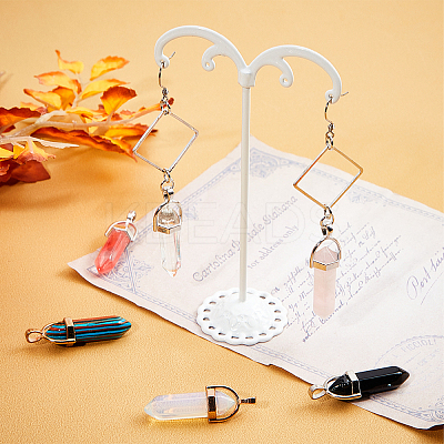 Natural & Synthetic Gemstone Pointed Pendants with Alloy Findings G-PH0001-06-1