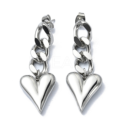 Non-Tarnish 304 Stainless Steel Heart Dangle Stud Earrings LS-EJEW-G375-01P-1