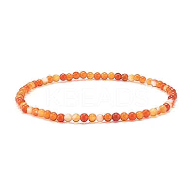 Mini Natural Carnelian Beaded Stretch Bracelets BJEW-JB07669-06-1