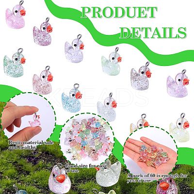 60Pcs 12 Colors Transparent Resin Pendants RESI-SZ0003-37-1