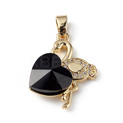 Real 18K Gold Plated Rack Plating Brass Micro Pave Clear Cubic Zirconia Pendants KK-C015-33G-04-1