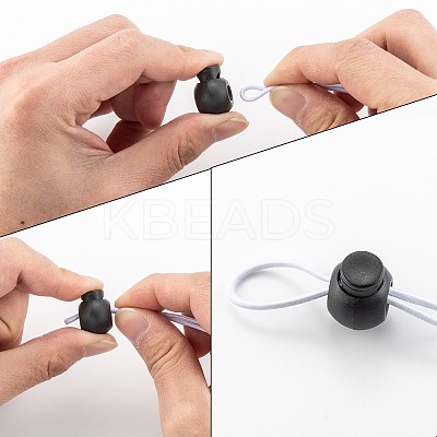 1-Hole Dyed Iron Spring Loaded Eco-Friendly Plastic Round Buckle Cord Toggle Lock Beans Stoppers for Sportwear Luggage Backpack Straps X-FIND-E004-60B-18mm-1