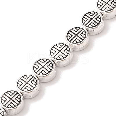 Tibetan Style Flat Round Alloy Bead Strands TIBEB-O007-09-NR-1