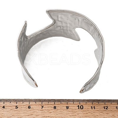 Hammered 304 Stainless Steel Open Cuff Bangles BJEW-K264-04P-1