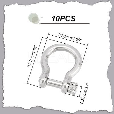 10Pcs 304 Stainless Steel D-Ring Anchor Shackle Clasps STAS-UN0039-91-1