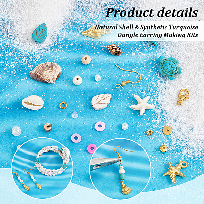 DIY Natural Shell & Synthetic Turquoise Dangle Earring Making Kits DIY-PH0023-57-1