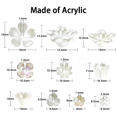 300Pcs ABS Plastic Imitation Pearl Flower Bead Caps KY-CJ0001-59-1