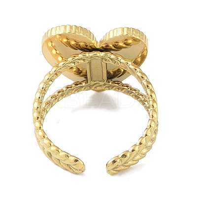 Ion Plating(IP) 304 Stainless Steel Enamel Heart Cuff Finger Rings RJEW-L107-072G-01-1
