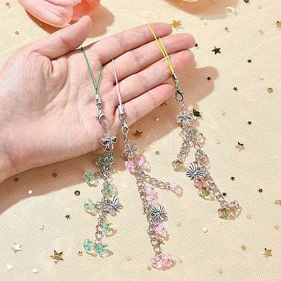 Flower Acrylic & Glass Mobile Straps HJEW-YW00038-01-1