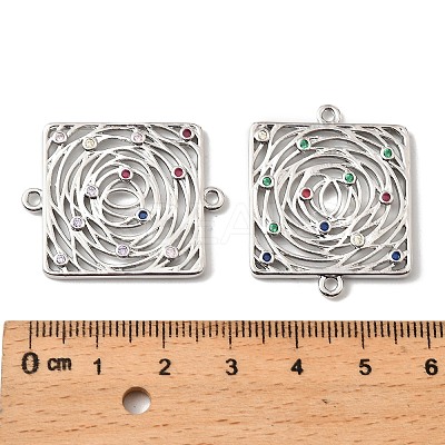Brass Micro Pave Colorful Cubic Zirconia Hollow Connector Charms KK-K351-58C-P-1