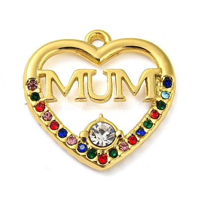 Ion Plating(IP) Real 18K Gold Plated 304 Stainless Steel Rhinestone Pendants STAS-P341-08G-02-1