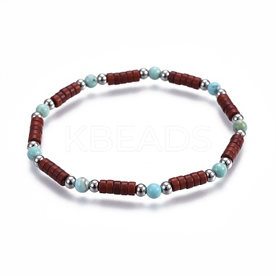 Natural & Synthetic Turquoise(Dyed) Stretch Bracelets BJEW-JB04125-1