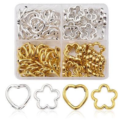 100Pcs 4 Style Tibetan Style Alloy Bead Frames FIND-FS0001-74-1
