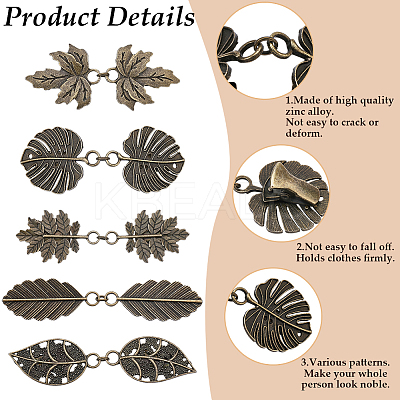 5Pcs 5 Styles Alloy Cardigan Clips AJEW-SC0004-38AB-1