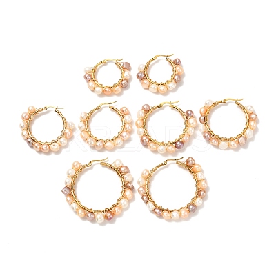 4 Pairs Vintage Natural Pearl Beads Earrings for Girl Women EJEW-JE04643-1