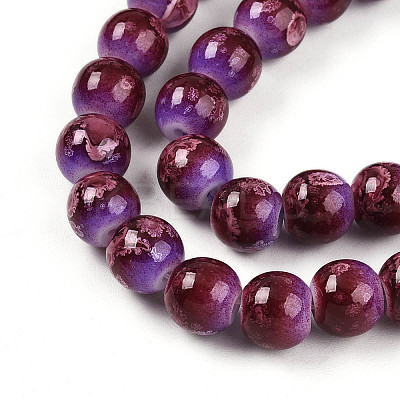 Baking Paint Glass Beads Strands DGLA-N008-8mm-04-1