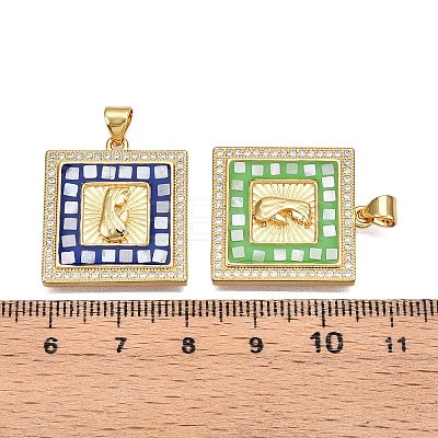 Brass Micro Pave Clear Cubic Zirconia Pendants KK-N254-216G-A-1