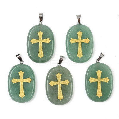 Natural Green Aventurine Pendants G-S392-01G-1