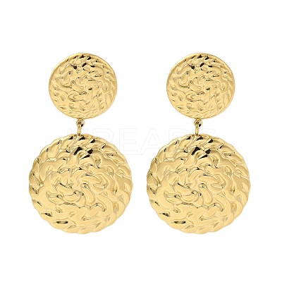 304 Stainless Steel Flat Round with Groove Stud Earrings for Women EJEW-U020-09G-1