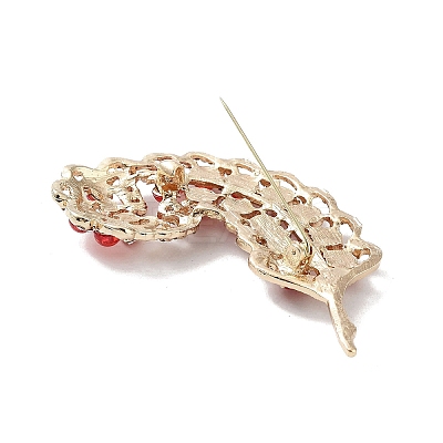 Leaf Alloy Pave Acrylic Rhinestone Brooch JEWB-C029-17A-1