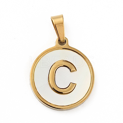 PVD Vacuum Plating 304 Stainless Steel with White Shell Pendants STAS-G268-01C-G-1
