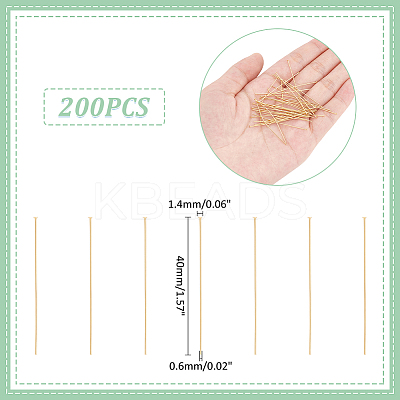 200Pcs 304 Stainless Steel Flat Head Pins STAS-UN0058-92D-G-1