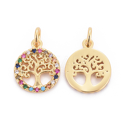 Brass Micro Pave Cubic Zirconia Charms X-ZIRC-L070-45G-1
