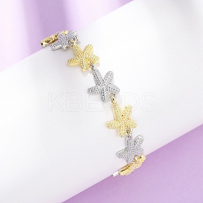 Brass Link Chain Bracelets for Women BJEW-G762-01GP-03-1
