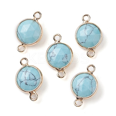 Synthetic Turquoise Connector Charms G-C102-09A-G-1