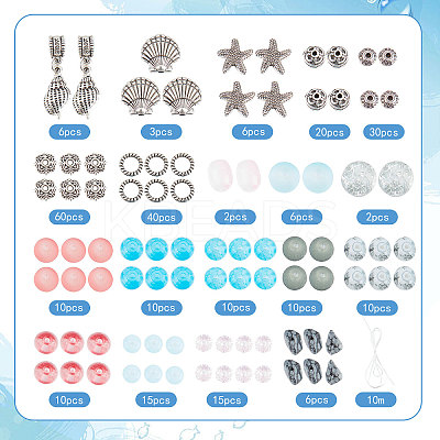 DIY Ocean Theme Stretch Bracelet Making Kit DIY-SC0021-55-1