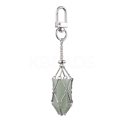 Brass Macrame Pouch Stone Holder Pendant Decoration HJEW-JM01690-02-1