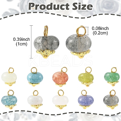 50Pcs 10 Colors Glass Pendants PALLOY-YW00180-1