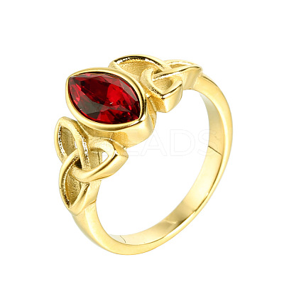 Horse Eye & Knot 304 Stainless Steel with Cubic Zirconia Finger Rings FS-WG8EA45-01-1