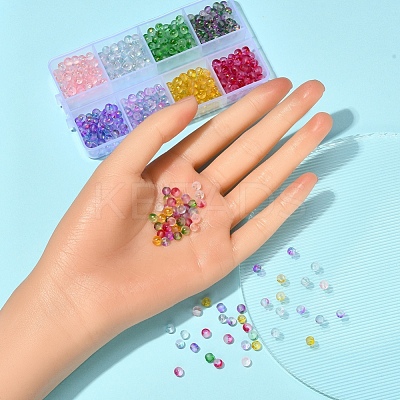 560Pcs 8 Colors Frosted Spray Painted Glass Beads Strands GLAA-YW0001-39-1