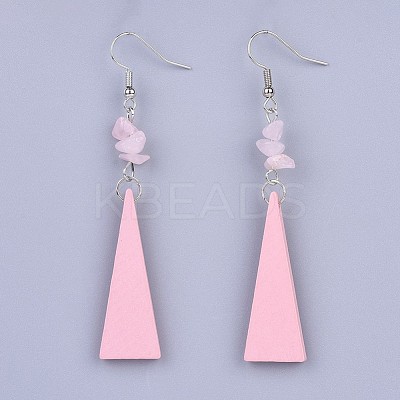 Pear Wood Dangle Earring EJEW-JE03156-1