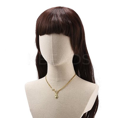 Heart & Rose Brass Pendant Necklace 304 Stainless Steel Chains for Women NJEW-JN04088-1