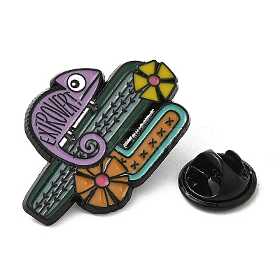 Cactus with Chameleon Enamel Pin JEWB-H013-01EB-02-1